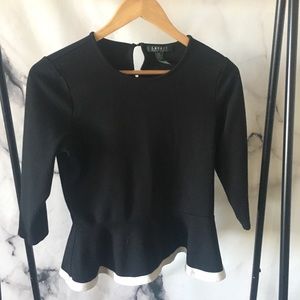 Ralph Lauren Black Peplum Top - Size M